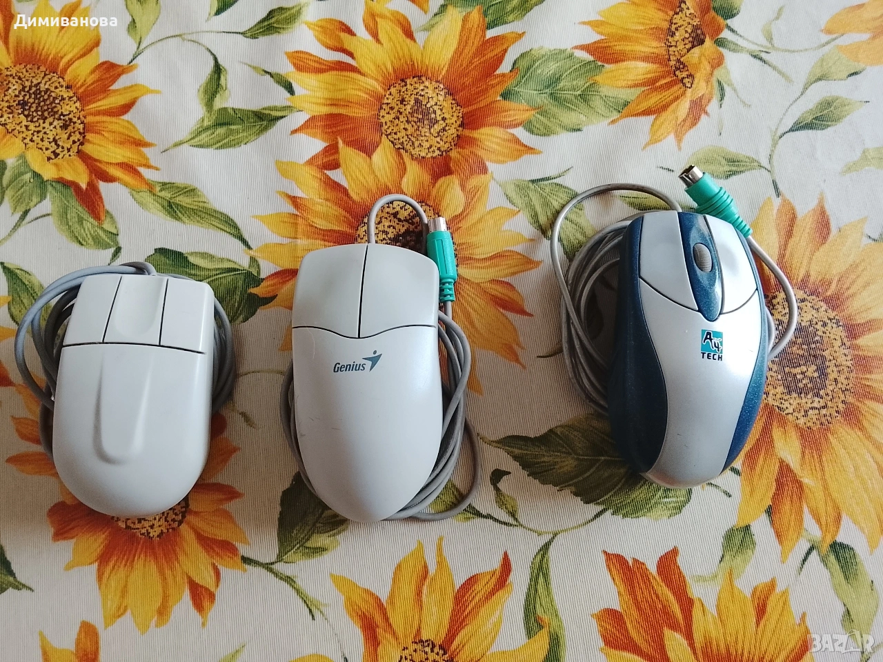 Подарявам 3 стари мишки за компютър с топче, снимка 1