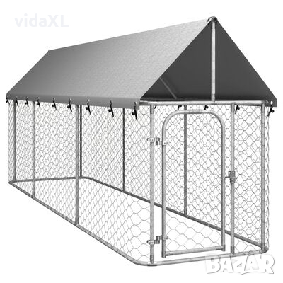 vidaXL Дворна клетка за кучета с покрив, 400x100x150 см(SKU:171497, снимка 1