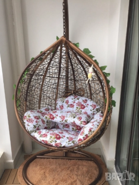 Градинска люлка от PVC ратан с метална конструкция. Доставката до офис на Еконт излиза около 90лв, д, снимка 1