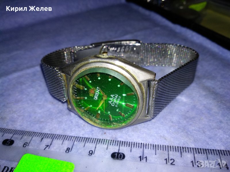 ORIENT AAA Crystal 21 JEWELS Стар МАРКОВ ЯПОНСКИ МЕХАНИЧЕН ЧАСОВНИК с Неръжд СТОМАНЕНА ВЕРИЖКА 36571, снимка 1