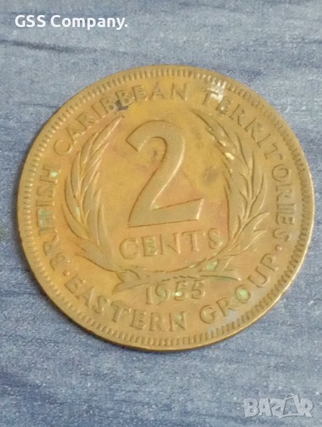 2 цента (1955) Източни Кариби, снимка 1