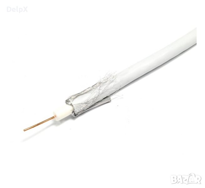 Коаксиален кабел RG6-U, алуминиев екран, бял, 75ohm, Ф6,5mm, CCA, снимка 1