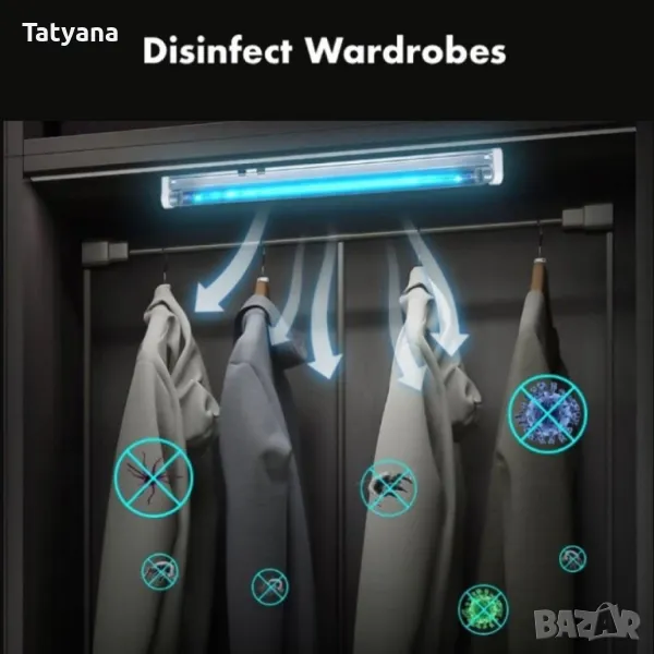 Противомикробна UV стерилизираща лампа за гардероб, снимка 1