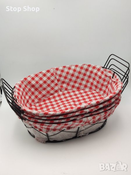 Метален поднос панер с текстил, снимка 1