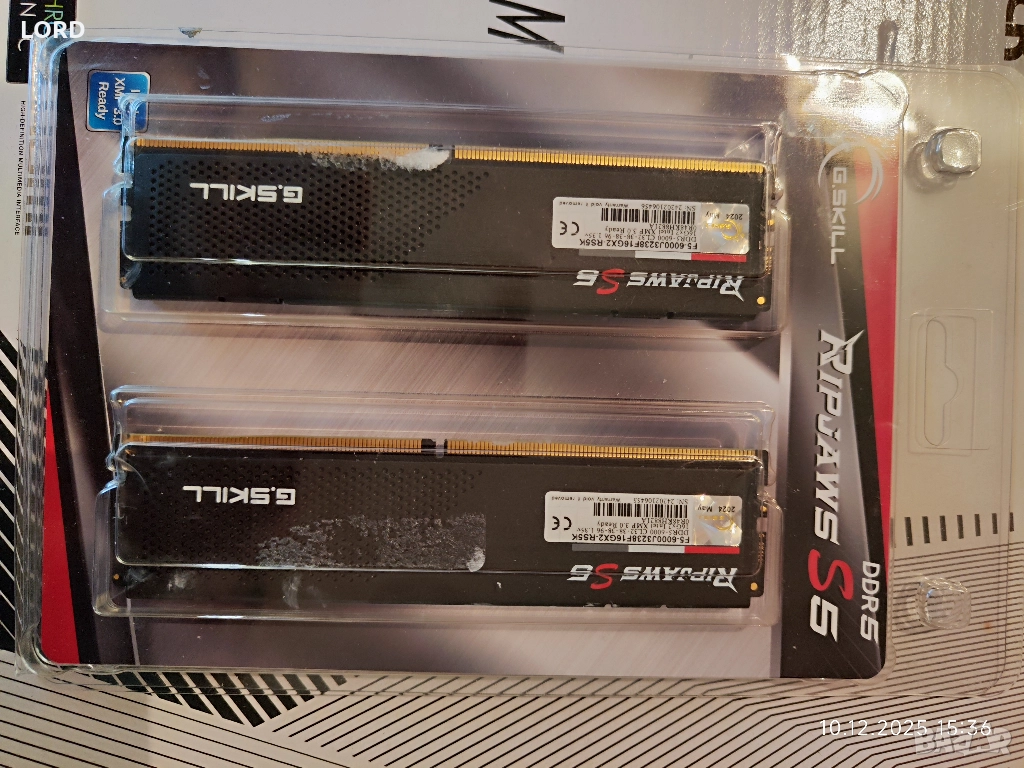 Рам памет G.SKILL Ripjaws S5 Black 32GB (2x16GB) DDR5 6000MHz CL32, снимка 1