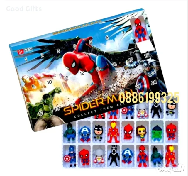 Адвент Календар Спайдърмен Avengers фигурки, 24 броя Spiderman фигурки, снимка 1