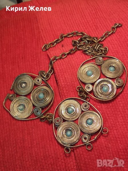 ВЪЗРОЖДЕНСКИ ПОСРЕБРЕН МЕДЕН НАКИТ с ТЮРКОАЗИ МАЙСТОРСКА ИЗРАБОТКА 61231, снимка 1