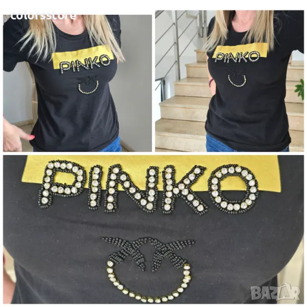 Дамска Черна тениска Pink🩵-VL44m, снимка 1