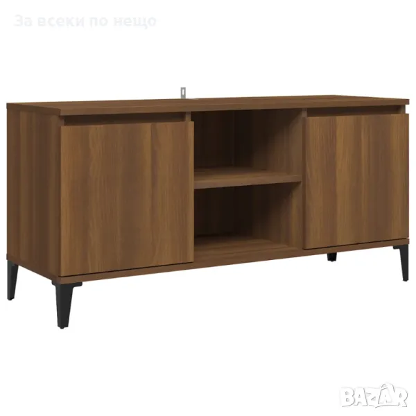 ТВ шкаф с метални крака, кафяв дъб, 103,5x35x50 см, снимка 1