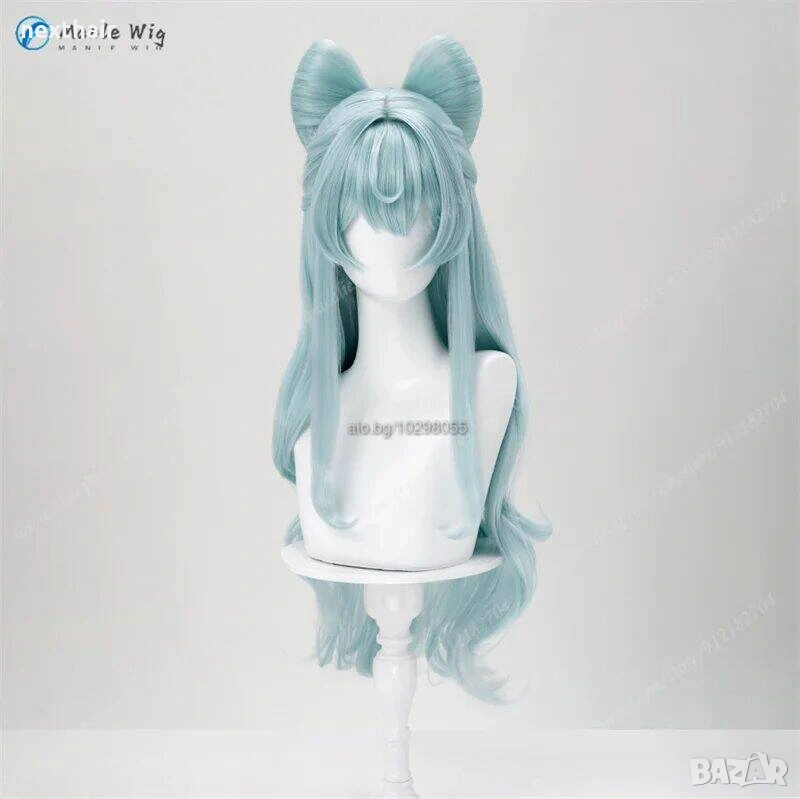 Висококачествена аниме перука Genshin Impact Yumemizuki Mizuki в ментово зелено, снимка 1