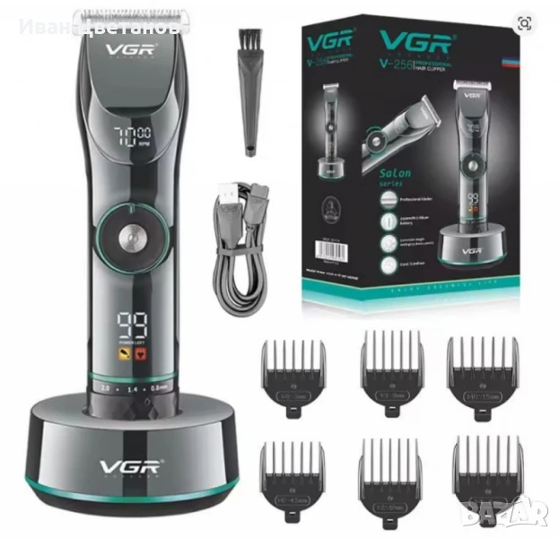 Професионална акумулаторна машинка за подстригване VGR V-256 с LCD дисплей, регулируема скорост, снимка 1