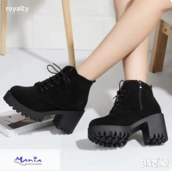 Дамски боти с дебел ток, снимка 1