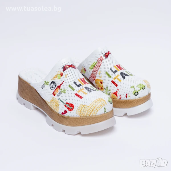 Анатомични чехли на платформа от естествена кожа | Марка Tuasolea, снимка 1