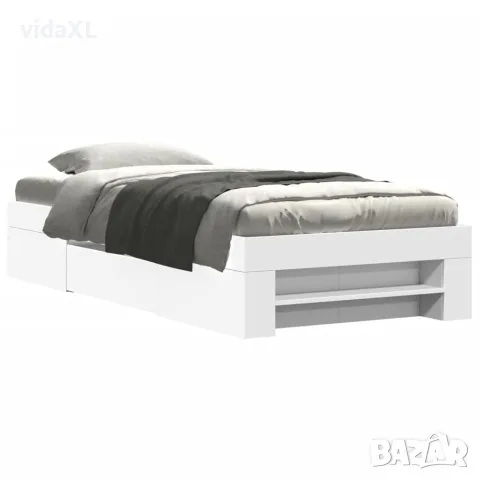 vidaXL Рамка за легло, бяла, 90x200 см, масивно дърво
