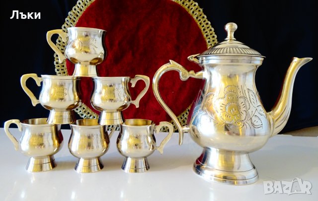 Бронзови чаши за ракия,столче,гравирани. , снимка 12 - Антикварни и старинни предмети - 35950959