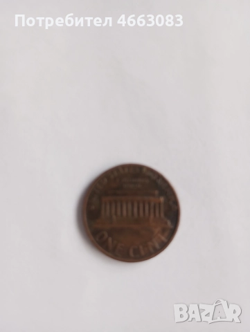 1цент Американски от 1985г. Денвър., снимка 2 - Нумизматика и бонистика - 52961908