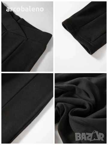 Дамски черен термо клин с кръстосани шевове на талията, снимка 8 - Клинове - 51968487