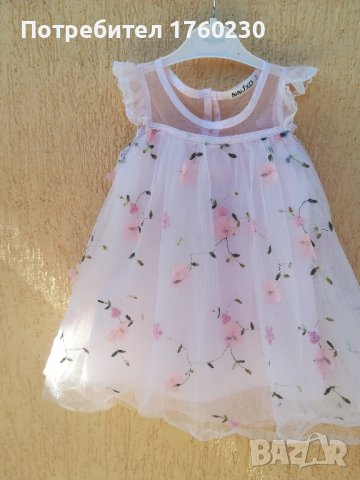  Ефирна детска рокля с бродерия, 3D цветчета и тюл, снимка 6 - Детски рокли и поли - 41981710