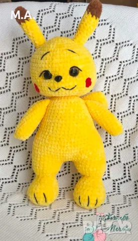 Пикачу - ръчно плетена играчка , снимка 2 - Плюшени играчки - 56059345