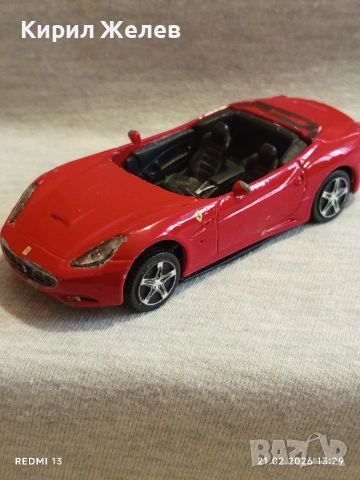 Метална количка Ferrari California за КОЛЕКЦИЯ ДЕКОРАЦИЯ 26534, снимка 3 - Колекции - 53571738