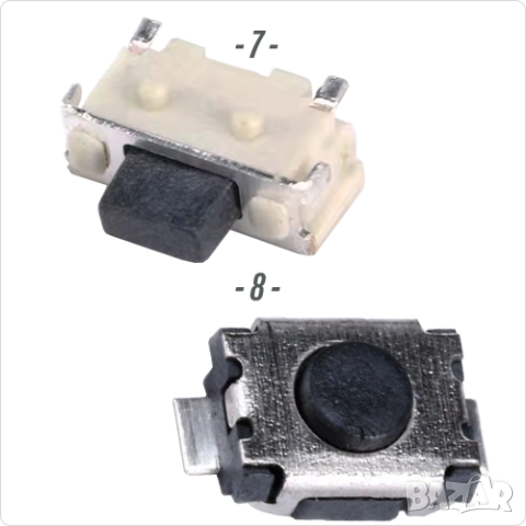Микробутон / Тъч бутон SMD DIP монтаж , 2 PIN Tact Switch Button 2 PIN, снимка 5 - Друга електроника - 51950280