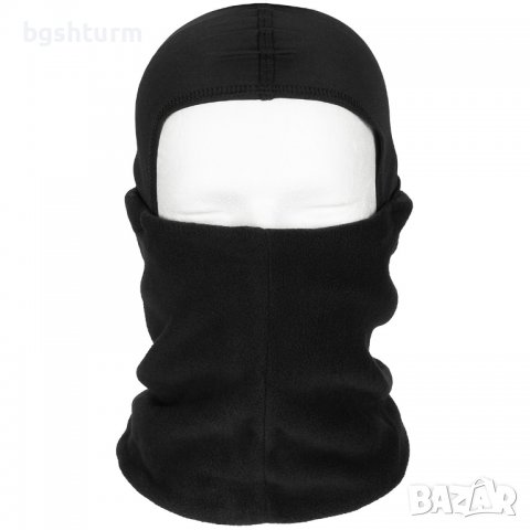 Тръбен шал , полар, черен, с покривало за глава