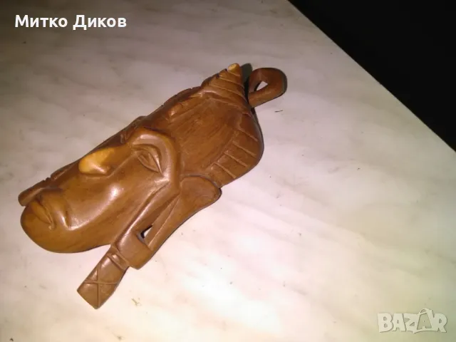 Малка дървена африканска маска абанос на ангел 180х87х44мм ръчна изработка, снимка 3 - Декорация за дома - 48429123