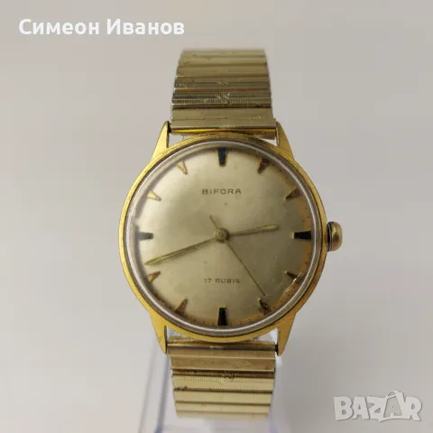  BIFORA 17 Rubis позлатен работещ мъжки ръчен часовник #5454, снимка 2 - Мъжки - 48011345