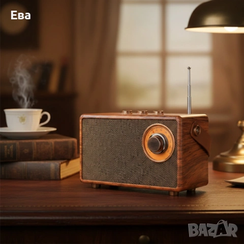 Bluetooth радио колонка AS23, 5W, 1500mAh, Кафява в ретро стил с кожена дръжка, снимка 2 - Bluetooth тонколони - 53447825