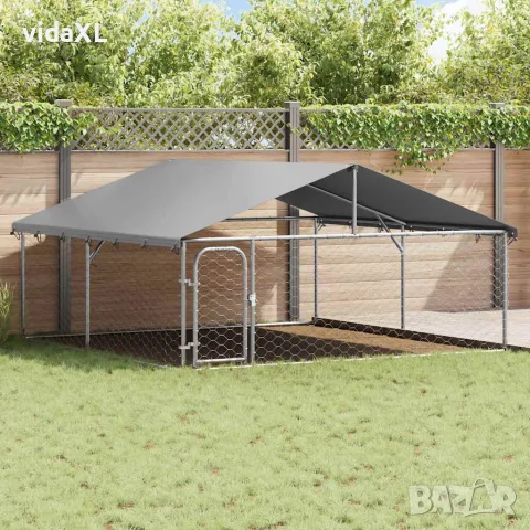 vidaXL Дворна клетка за кучета с покрив, 300x300x150 см, снимка 3 - За кучета - 56146187