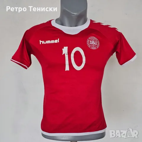 Тениска на Denmark • домакински екип • Eriksen #10 • Hummel • червено • размер M • Деца