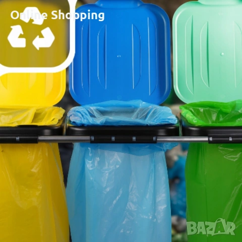 Стойка с капаци за разделно хвърляне на отпадъци - грижа за околната среда, снимка 2 - Органайзери - 53327555