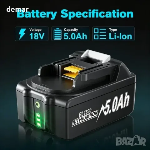 Съвместима батерия BATTOOL 18 V, 5 Ah за инструменти Makita, снимка 5 - Други инструменти - 56331072