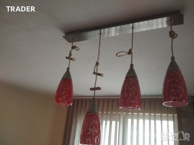 лампион полилей абажур осветително тяло лампа четворка тип камбанки капка, снимка 5 - Полилеи - 39980926