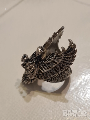 Сребърен пръстен Орел Проба 925, снимка 3 - Пръстени - 52540497