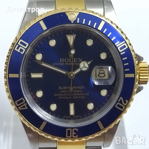 Rolex Oyster Submariner Date 16613 Blue, Gold&Steel, снимка 1 - Мъжки - 44824188