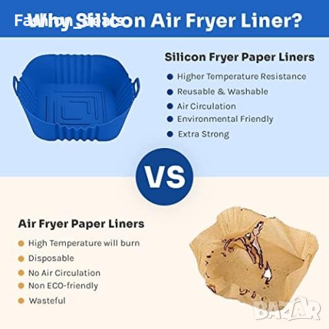 Нови 2 броя Силиконови подложки за въздушен фритюрник 7,8 инча Многократна употреба Air Fryer , снимка 6 - Други стоки за дома - 41916941