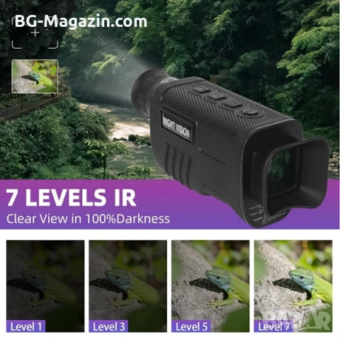 Мощен монокъл за нощно виждане уред за лов наблюдение на птици животни туризъм охрана нощен бинокъл, снимка 5 - Екипировка - 50931143