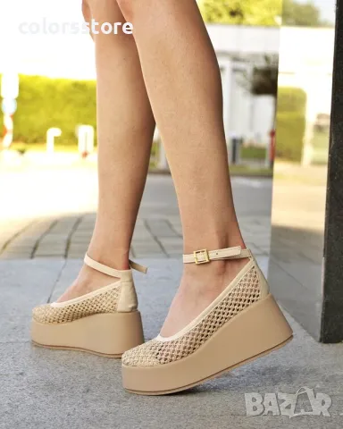 Обувки на платформа - бежови - FG10