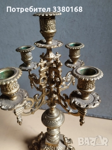 супер атрактивен свещник с пет гнезда, снимка 4 - Антикварни и старинни предмети - 52722237