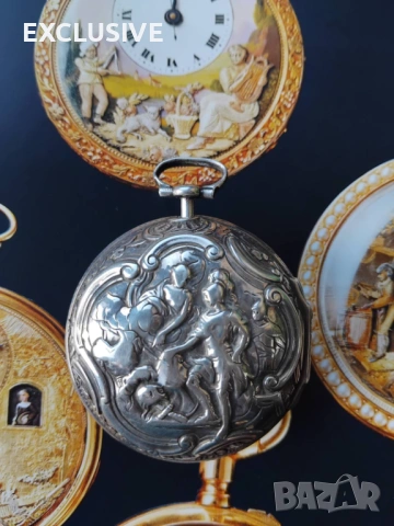 J. Miller. Сребърен джобен часовник  1760г, снимка 2 - Джобни - 53829108