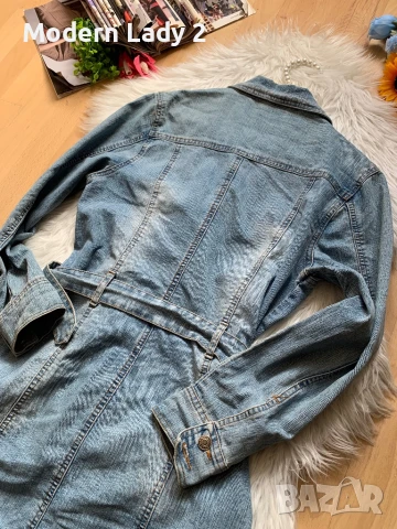 Дълго дънково яке, снимка 3 - Якета - 50898079