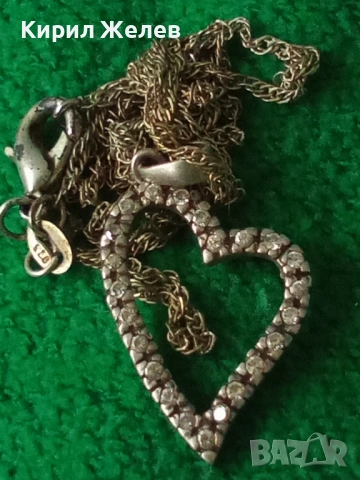 СРЕБЪРЕН ПЕНДАНТ СЪРЧИЦЕ СРЕБРО 925 с ЦИРКОНИ и СРЕБЪРНА 925 ВЕРИЖКА с ПОСРЕБРЕНА ЗАКОПЧАЛКА 49772, снимка 14 - Колиета, медальони, синджири - 50489534