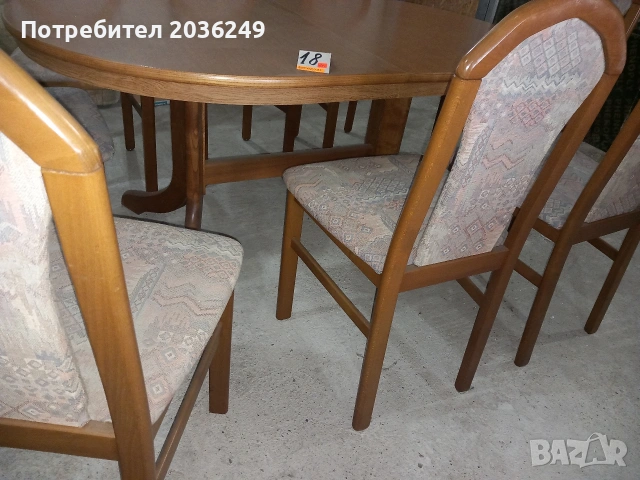 Комплект масивна разтегателна маса с 8 стола, снимка 4 - Маси - 53679290