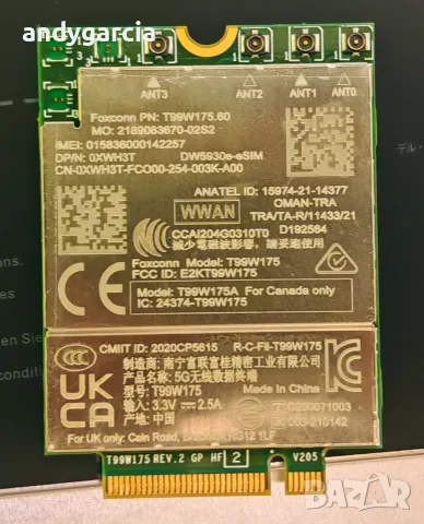  DELL 4G/5G WWAN Card Foxconn T99W175 DW5930e high-performance M.2 module for Dell laptop , снимка 2 - Други - 55825047
