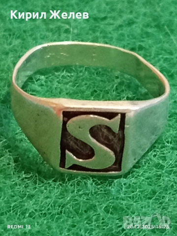 ВИНТИДЖ СРЕБЪРЕН ПРЪСТЕН ПЕЧАТ с БУКВАТА S на ФИРМАТА Taxco 40823, снимка 2 - Пръстени - 52857832