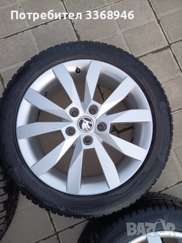 Джанти оригинални Шкода 17" 5х112 с гуми 205/50/17 Skoda Octavia, снимка 8 - Гуми и джанти - 53650056