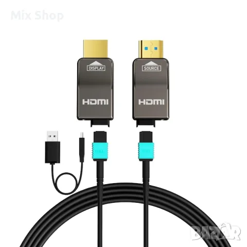 Нов RUIPRO 8K HDMI 2.1 кабел с оптичен кабел, брониран, подвижен, 48Gbps, 20 метра