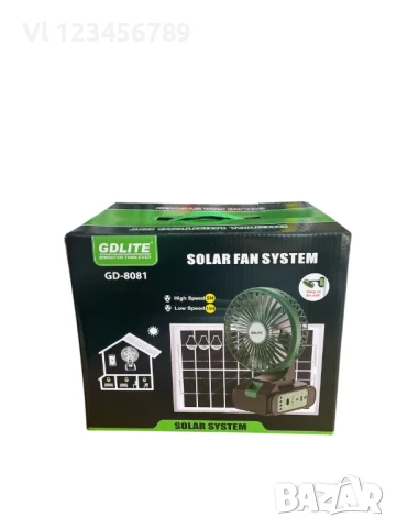 Соларна осветителна система GD-8081 с вентилатор, 3 крушки, снимка 5 - Къмпинг осветление - 50729021