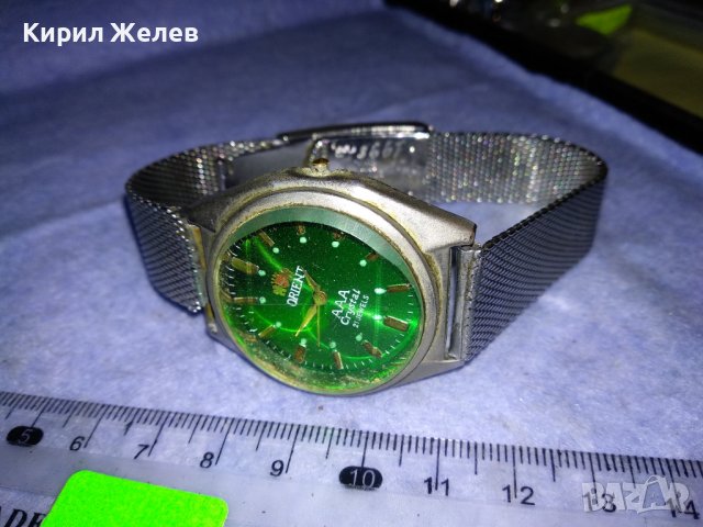 ORIENT AAA Crystal 21 JEWELS Стар МАРКОВ ЯПОНСКИ МЕХАНИЧЕН ЧАСОВНИК с Неръжд СТОМАНЕНА ВЕРИЖКА 36571